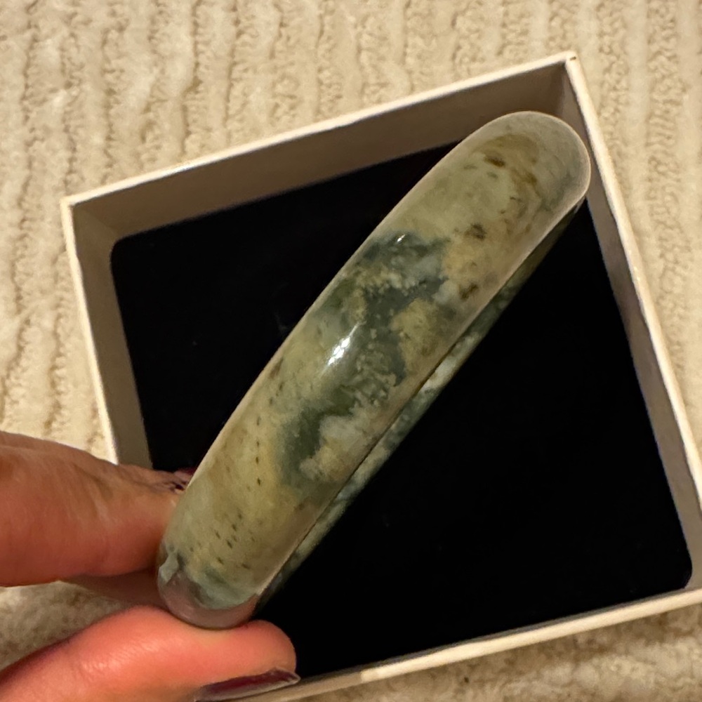 Green and Cream Bangle Bracelet